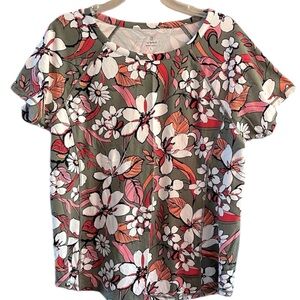 T By Talbots Women’s floral Super Soft Short Sleeve Tee Size large